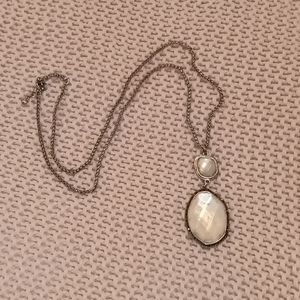 Fossil Necklace with White Pendant